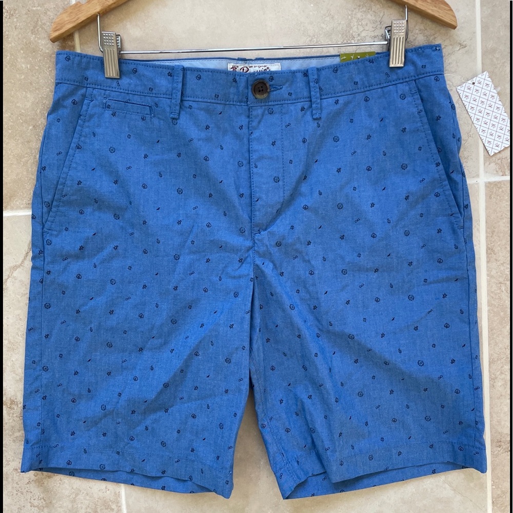 Straight Fit Original Penguin Shorts Blue Casual Cotton 33 W flat front chino